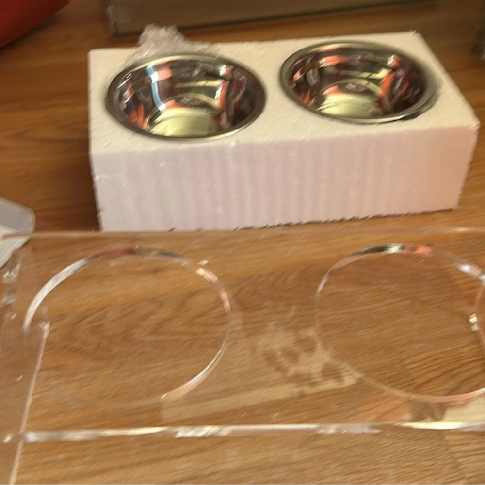 Stainless Steel and Glass Pet Bowl Set